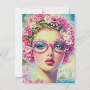 Retro Tropical Beauty  Postcard