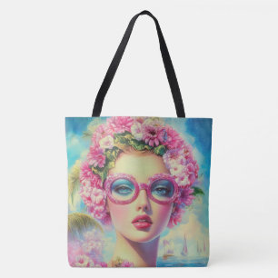 Retro Tropical Beauty Tote Bag
