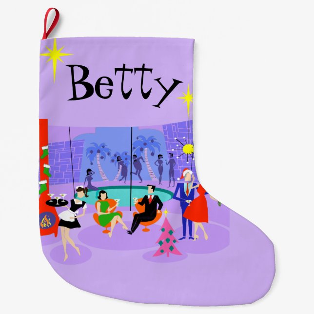 Retro Tropical Christmas Party Stocking (Front)