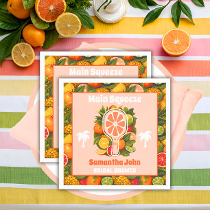 Retro Tropical Citrus Pickleball Bridal Shower  Napkin