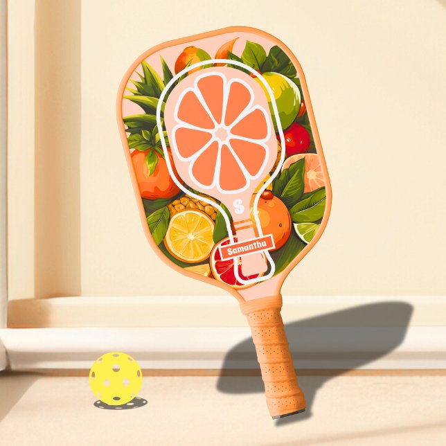 Retro Tropical Citrus Pickleball Bridal Shower Paddle (Creator Uploaded)