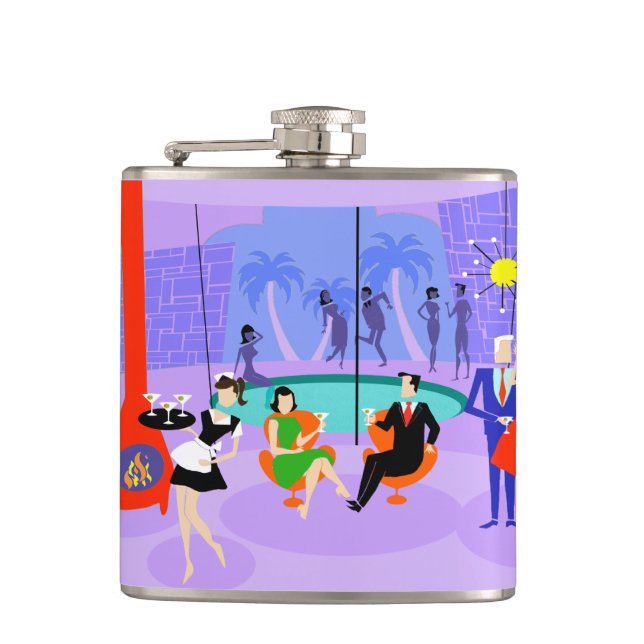 Retro Tropical Cocktail Party Flask (Front)