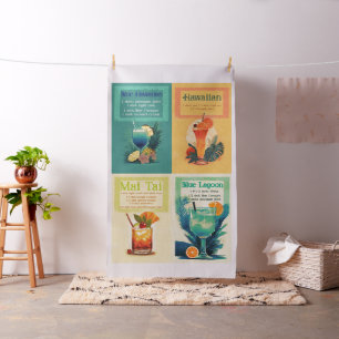 Retro Tropical Cocktail Recipes cut and sew Fabric