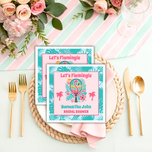 Retro Tropical Flamingo Pickleball Bridal Shower Napkin