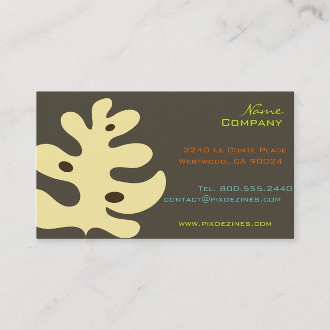 Retro tropical foliage business card (Front)