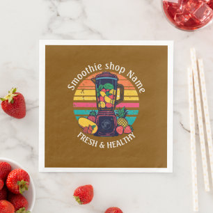 Retro Tropical Fruit Smoothie Shop Juice Bar Napkin