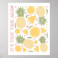 Retro Tropical Fruits Summer Time Pineapples