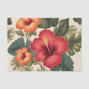 Retro Tropical Hibiscus Flowers Tissue Paper