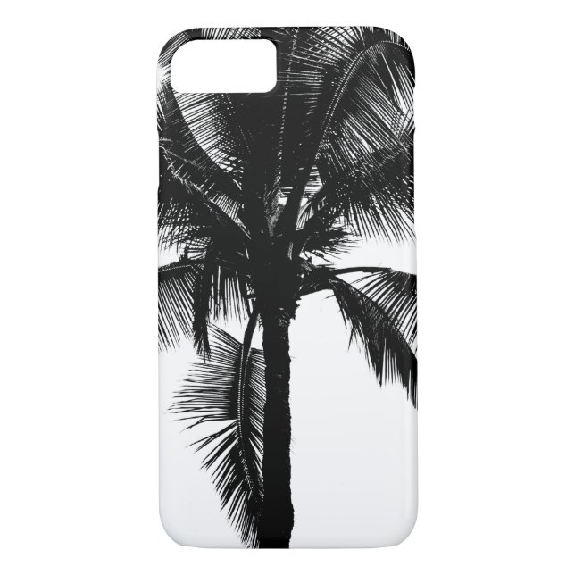 Retro Tropical Island Palm Tree Black and White Case-Mate iPhone Case (Back)