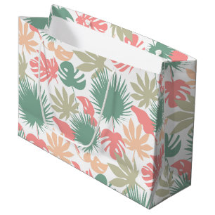 Retro, tropical, leaves large gift bag