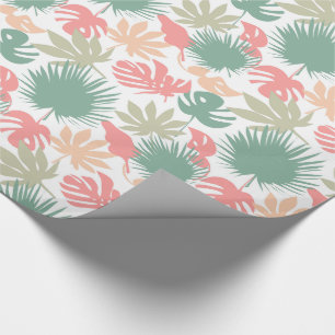 Retro, tropical, leaves wrapping paper