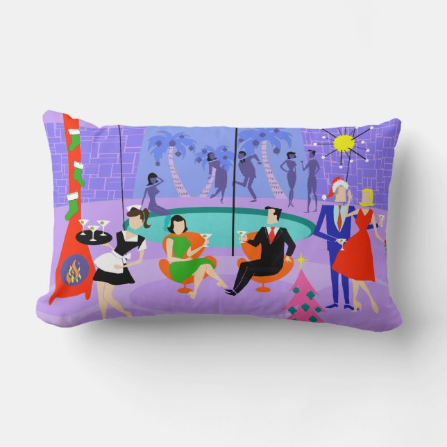 Retro Tropical Noël Coussin Lumbar (Recto)