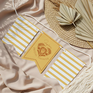 Retro Tropical Palm Tree Pickleball Bridal Shower  Bunting Flags