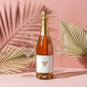 Retro Tropical Palm Tree Pickleball Bridal Shower Sparkling Wine Label