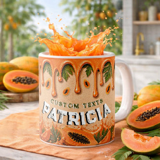 Retro Tropical Party Papaya Fruit Theme Custom Coffee Mug