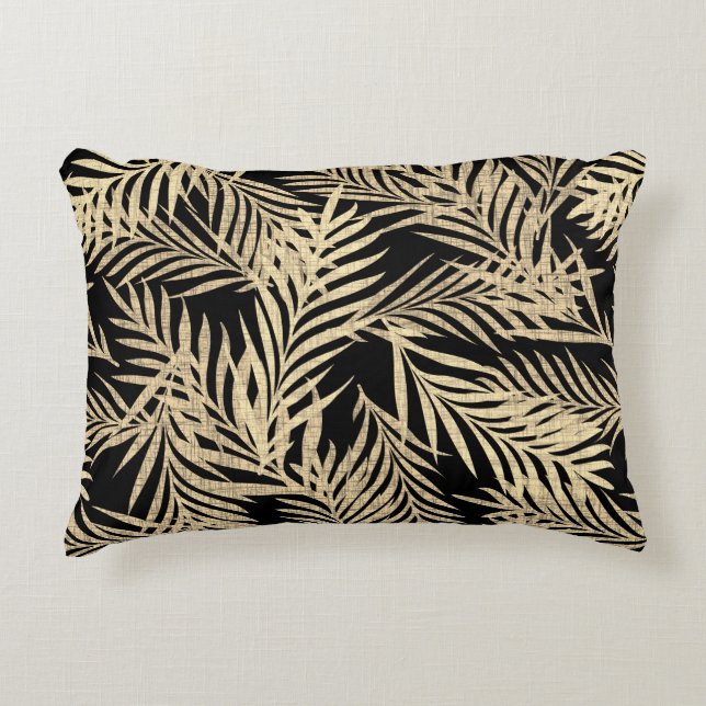 Retro tropical pattern of palm leaf. accent pillow (Front)