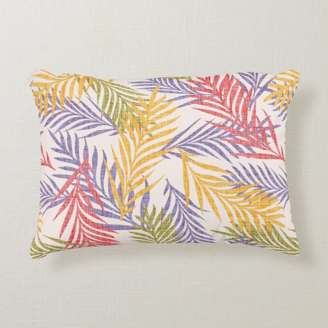 Retro tropical pattern of palm leaf. accent pillow (Front)