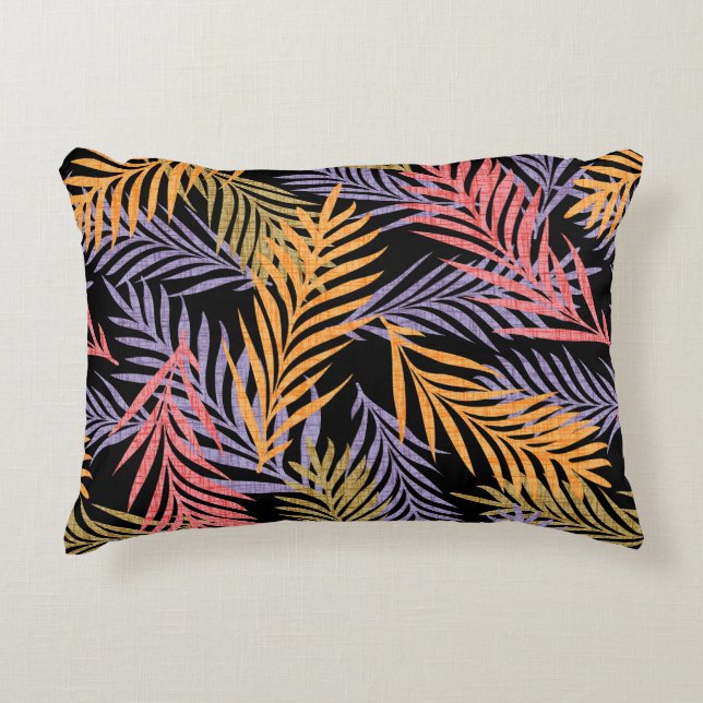 Retro tropical pattern of palm leaf. accent pillow (Front)