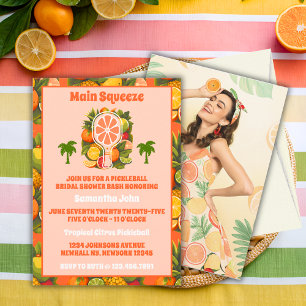 Retro Tropical Pickleball Bridal Shower Photo Invitation