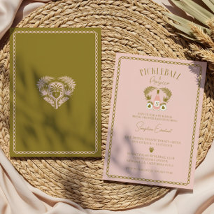 Retro Tropical Pickleball & Prosecco Bridal Shower Invitation