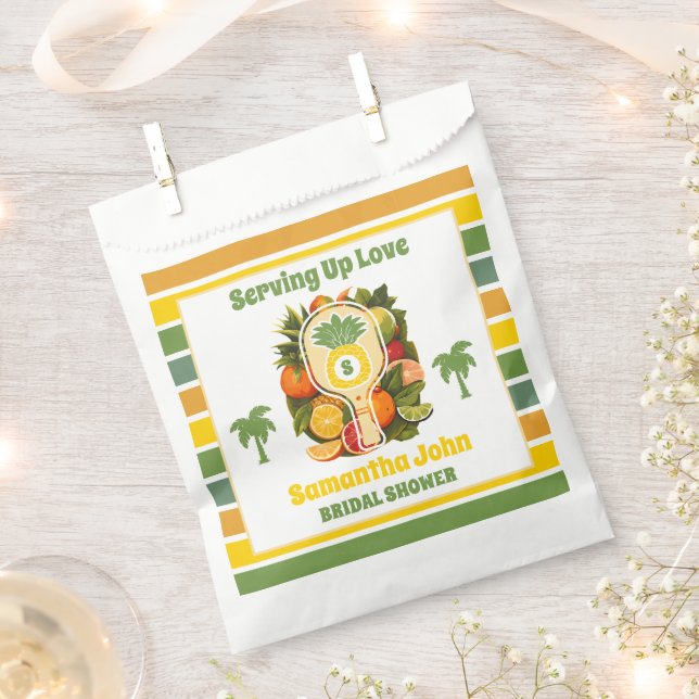 Retro Tropical Pineapple Pickleball Bridal Shower Favour Bag (Clipped)