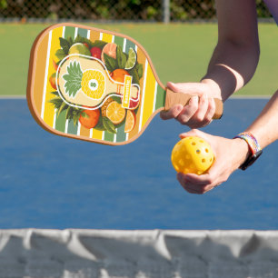 Retro Tropical Pineapple Pickleball Bridal Shower Paddle