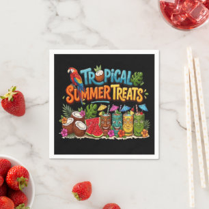 Retro Tropical Summer Treats Tiki Bar Napkin