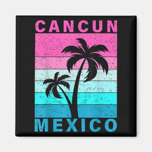 Retro Tropical Sunset Cancun Beach Mexico Summer V Magnet