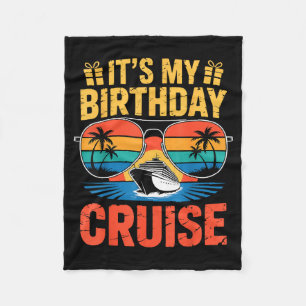 Retro tropical sunset ocean vacation birthday fleece blanket