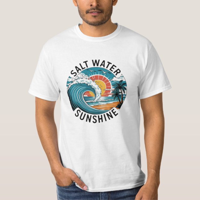 Retro Tropical Sunset Wave T-Shirt (Front)