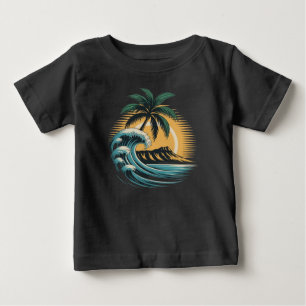 Retro Tropical Surf -Vintage Great Wave Palm Tree Baby T-Shirt