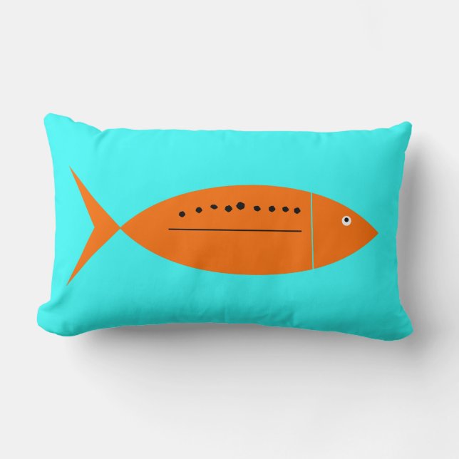 Retro Trout Lumbar Pillow (Front)