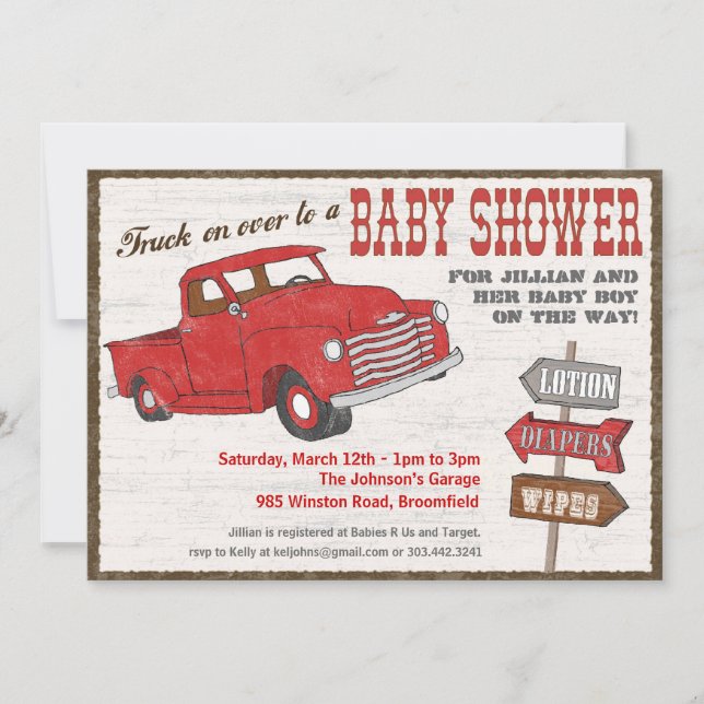 Retro Truck Baby Shower Invitation (Front)