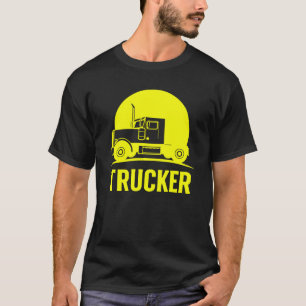 Retro Trucker Sunset - Vintage Semi-Truck Driver T-Shirt