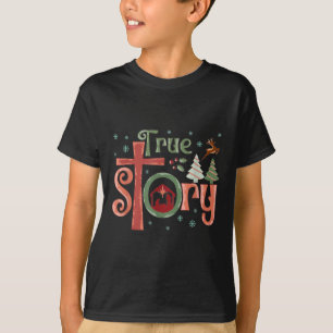 Retro True Story Jesus Christmas Nativity Scene Ch T-Shirt
