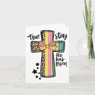 Retro True Story Leopard Cross Christians Easter D Card