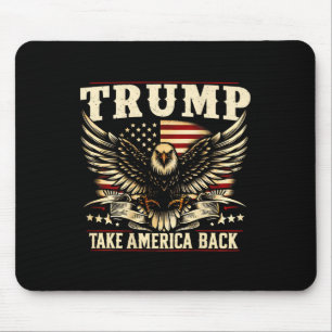Retro Trump 2025 Usa Flag Take America Back Eagle Mouse Pad