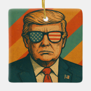 Retro Trump Ceramic Ornament