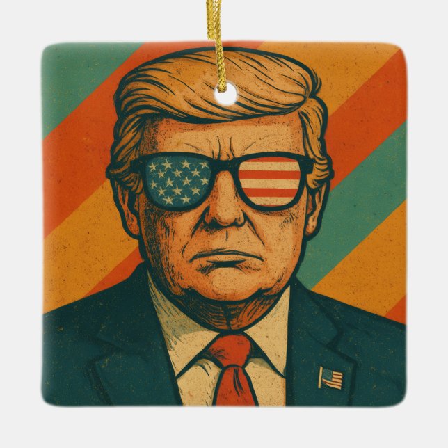 Retro Trump Ceramic Ornament (Front)