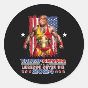 Retro Trump Funny Wrestling Meme Trumpamania 2024  Classic Round Sticker