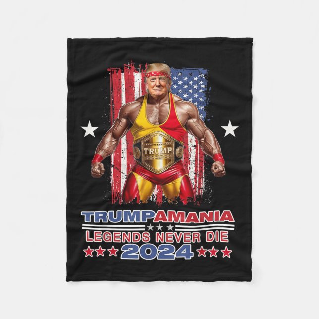 Retro Trump Funny Wrestling Meme Trumpamania 2024  Fleece Blanket (Front)