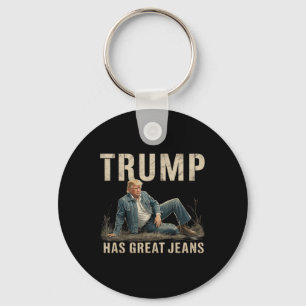 Retro Trump Has Great Jeans Meme Keychain
