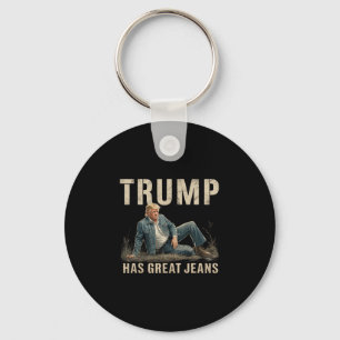 Retro Trump Has Great Jeans Meme  Keychain