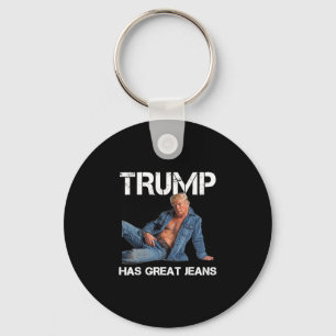 Retro Trump Has Great Jeans Meme Vintage Keychain