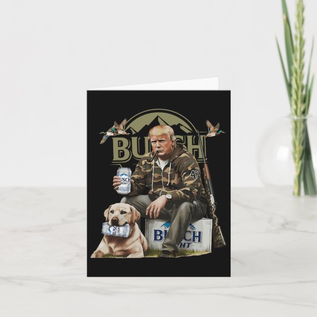 Retro Trump Hunting Deer Funny Beer Drinking Beer  Card (Front)