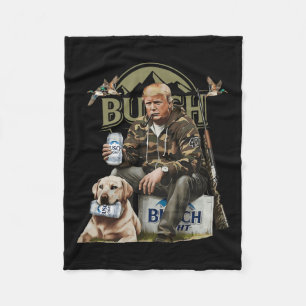 Retro Trump Hunting Deer Funny Beer Drinking Beer  Fleece Blanket