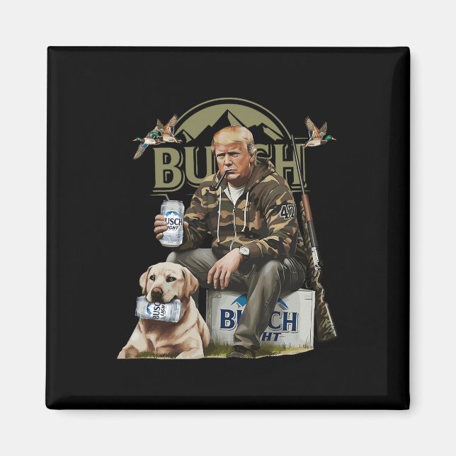 Retro Trump Hunting Deer Funny Beer Drinking Beer  Magnet (Front)