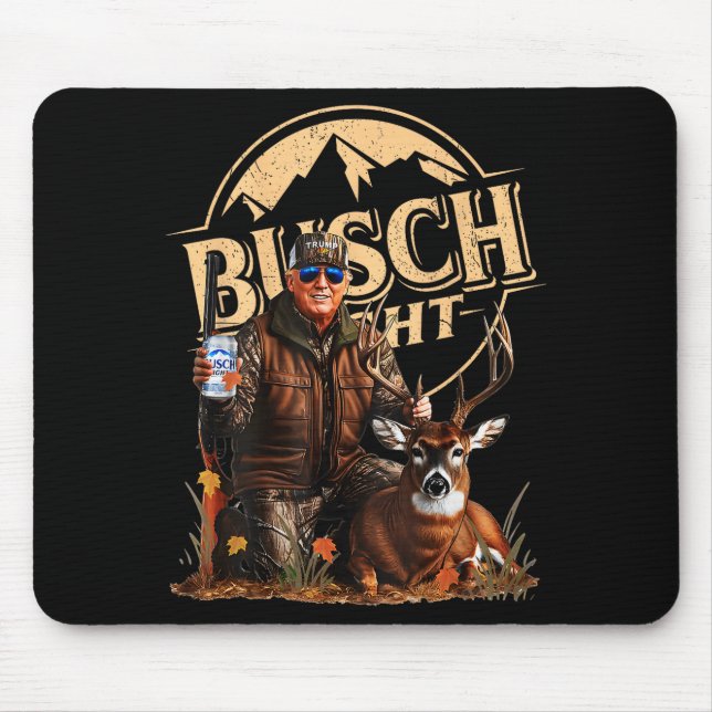 Retro Trump Hunting Deer Funny Beer Drinking Hunti Mouse Pad (Front)