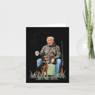 Retro Trump Hunting Deer Funny Drinking Beer Hunti Card