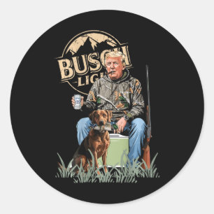 Retro Trump Hunting Deer Funny Drinking Beer Hunti Classic Round Sticker